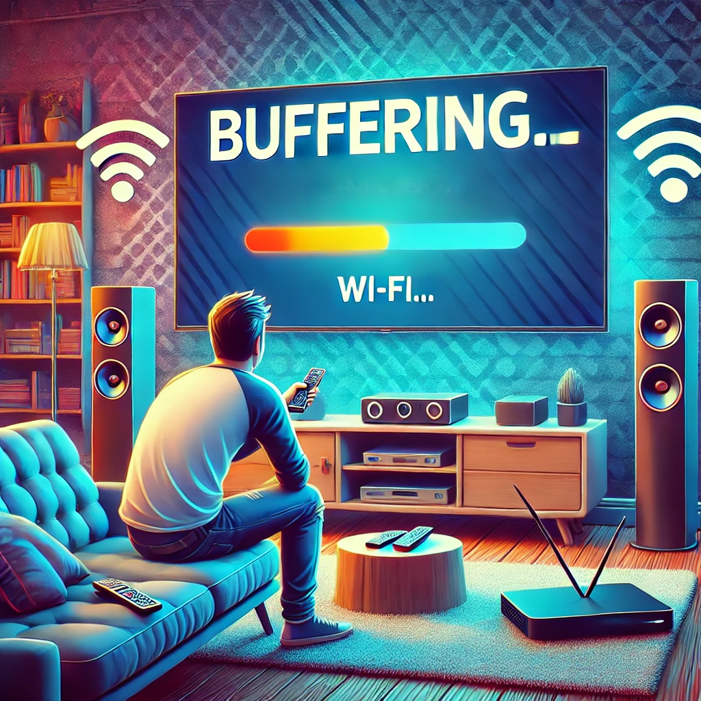 Frustrated person experiencing IPTV buffering issues